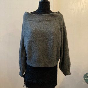 Wide neck crop sweater